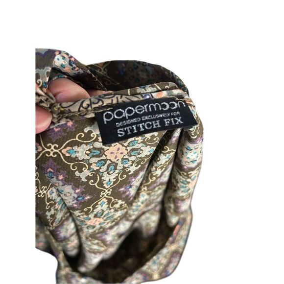 Papermoon Women's M Floral 3/4 Sleeve Scoop Neck Blouse Multicolor - Picture 3 of 4